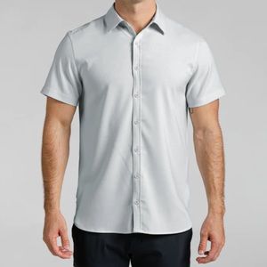 BYLT Vista Short Sleeve Button Down - Newport (light blue/grey)